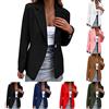 Generisch Longblazer, giacca da donna nera, elegante, a maniche lunghe, sportiva, con bottoni, vintage, blazer con tasche, giacca da mezza stagione, giacca da primavera, bianco, L