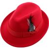 BESTonZON Cappello Fedora Uomo Design Elegante alla Moda in Feltro Rosso Leggero e Portatile Cappello Jazz Classico per Inverno e Feste per Uomo