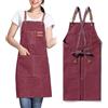 GHKLNY Grembiuli unisex con grandi tasche, in tela di cotone incrociata sul retro, resistente, regolabile, taglia da bambini a adulti, Rosso, Adulto