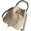 JOINPAYA Borsa a Tracolla a Secchiello Donna in Paglia Intrecciata 14.2x9.4x9.8 Cm Capiente Per Viaggio Shopping e Appuntamenti