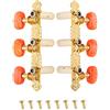 Mr.Power Set di 3 + 3 chiavi per accordatura, pioli per chitarra classica (corto oro, pulsante rosso)