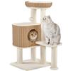 Yaheetech Albero Tiragraffi per Gatti XXL in PE Rattan Piattaforma e Casetta 10kg con Cuscini Ideale per Gatti Grandi 91×49×41 cm Beige