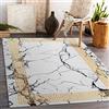 rugsx Tappeto moderno lavabile ANDRE per la camera dei bambini, il soggiorono, la hall, la moquette lavabile in lavatrice, Marmo, Greco, antiscivolo - bianco/oro 80x150 cm