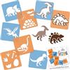 Nakleo Stencil pittura per bambini, set 8 pezzi 15x15 cm dinosauri, stencil disegno creativo bambini, stencil pittura riutilizzabile plastica