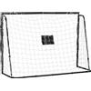 HOMCOM Porta da calcio - Gabbia da calcio - Porta da allenamento Dimensioni 186L x 62L x 123H cm - Struttura in metallo Rete in PE - Picchetti e attrezzi inclusi - Nero Bianco