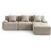 MILY SOFA DIVANO ANGOLARE MODULARE MILYSOFA SOFAMOUS, 3 posti, con chaise longue, rivestito in tessuto di ciniglia color sabbia