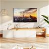 Quiaviank TV Schrank 200 x 39 x 42 cm con 3 porte e 2 ripiani in vetro, Lowboard per televisori fino a 75 pollici, TV Board con illuminazione LED, TV a terra con ampio spazio di archiviazione per