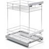 ATM Carrello portabottiglie estraibile per mobile di cucina, Montaggio laterale, Modulo 40 cm - cargo Soft-Close estrazione totale regolazione 3D frontale - Cromo Lucido
