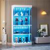 FOERPL Vetrina espositora per collezioni con luce, vetrina in vetro con porta, 165 x 35 x 80 cm, LED a 3 modalità dinamiche e USB, mobili, vetrine da salone, in vetro, con mensola, libreria, per soggiorno e