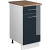 Vicco Mobile base Fame-Line, Blu scuro lucido/Bianco, 40 cm