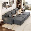 Yihomfy Divano ad angolo modulare, 241 cm, divano letto, divano ad angolo con divano e 2 pouf, divano modulare 5 posti imbottito e profondo per soggiorno, divano a U, divano compresso, R-Grey