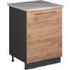 Vicco Mobiletto base cucina Fame-Line, Rovere dorato/Antracite, 60 cm 1 anta con piano di lavoro