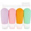 AiQInu Bottiglie da Viaggio in Silicone 90ml, 4 Pezzi Kit Contenitori Flaconi da Viaggio Riutilizzabili con Custodia per Shampoo, Balsamo, Crema, Lozione, Nessun BPA
