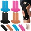 FOWPWER 16 Nastro Kinesiologico Pretagliato per Ginocchio | Kinesio Tape Precut per Dolore al Ginocchio, Impermeabile per Sport in 4 Colori, con 2 Nastri a Griglia
