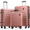 Travely Set di valigie 77cm, 67cm, e bagaglio a mano in un set, valigie da viaggio molto robuste con rotelle morbide e serratura TSA, valigie da viaggio, valigie e trolley