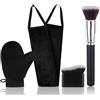 Vesavifaka 4-in-1 Set Guanti Autoabbronzanti, Strumenti Riutilizzabili per Applicazione Crema sulla Schiena, Pennelli per Corpo e Viso, Autoabbronzante Viso con Custodia - Nero