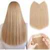 Silk-co 50cm Extension Capelli Finti con Filo Invisibile Extension Clip con Elastico Capelli Lisci Naturali Sintetici Posticci, Biondo Scuro mix Sbiancante