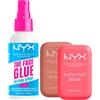 NYX Professional Makeup Buttermelt Bronzer Viso in Polvere 03 Deserve Butta 5g + Blush in Polvere Tenuta 12h 04 U Know Butta 5g + The Face Glue Setting Spray Fissante Waterproof 24h 60ml