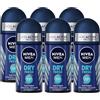 FEI FAN Deodorante Roll On Men, DRY FRESH, Anti-Traspirante. 72h Dual Protect, Antibacterial - 0% Alcool 50ml (6 Roll On)