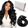 Hetto Extension Capelli Veri Cheratina Nero 60cm 50Ciocche | Remy umani, U tip cheratina, invisibile e confortevole. Anti-groviglio, styling termico. Per matrimonio e uso quotidiano