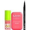 NYX Professional Makeup Fat Oil Lip Drip Gloss Labbra Chillin' Like a Villian 4,8ml + Buttermelt Blush Viso in Polvere Tenuta 12h Tonalità 04 U Know Butta 5g + Epic Ink Liner Eyeliner Liquido Nero