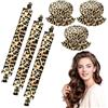 WuGU Set di 3 Riccioli Senza Calore, Bigodino Lungo per Boccoli, Heatless Hair Curler, Bigodino Fascia Capelli, Arricciacapelli in Seta, Bigodini Pigro Set per la Notte, DIY Hair Styles(Leopardato)