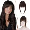 Elailite Frangia Clip Capelli Veri Marrone Scuro Frangetta Finta Ordinata con Tempie Posticci Donna Remy Human Hair Fringe Frontale Bang