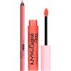 NYX Professional Makeup Line Loud Matita Labbra 13 Fierce Flirt Cremosa Waterproof + Lip Lingerie XXL Rossetto Liquido 02 Turn On Matte No Transfer Lunga Tenuta Formula Vegana 4ml - Set da 2