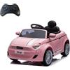 Macchina Elettrica per Bambini Fiat 500 12V 30W con Telecomando Luci e Suoni Rosa
