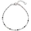 Jewels BY Leonardo Bracciale Ciao Lizo, Bracciale in Acciaio Inox Argentato, Perle Geometriche infilate in Bianco e Nero, Lunghezza 18,5-21,5 cm, Regalo per Donne, 025732