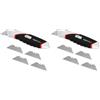 Amazon Basics Resistente taglierino retrattile ergonomico e lama bloccabile in 3 posizioni e 4 lame di ricambio da riporre nell'apposito alloggiamento integrato, Grigio (Confezione da 2)
