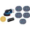 Bosch Professional 18V System Levigatrice a batteria GEX 18V-150-3 (incl. 1 carta abrasiva, 1 anello di sicurezza, senza batteria/caricabatteria) +Set di dischi per levigatura EXPERT O780, 55 pz
