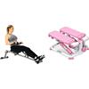 Sunny Health & Fitness SF-RW1205 12 Adjustable Resistance Rowing Machine Rower w/Digital Monitor + Exercise Stepping Machine, Portable Mini Stair Stepper for Home or Office