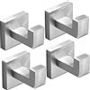 SHUNLI Gancio appendiabiti da parete, 4 pezzi, in nichel spazzolato, moderno, quadrato, per bagno e cucina, supporto da parete/acciaio inox SUS304