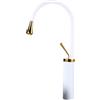 QUINTO Rubinetti Per Lavandini Bagno Rubinetto Per Lavabo Girevole Rialzato Per Lavabo Da Appoggio Per Bagno Interamente In Rame Nero Caldo E Freddo Bianco + Oro Alto