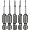 QUARKZMAN 5Pcs Punta Cacciavite A Testa Torx T6 Codice Esagonale 1/4 Lunghezza 2 (50mm) Punta Magnetica Senza Foro Anti-Manomissione A Stella A 6 Punte Cacciavite Per Trapano Acciaio.