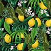 VEELIKE Carta da Parati Floreale Tropicale Limone Gialla Carta da Parati Foglie Palma Giungla Carta Adesiva Fiori Nera Pellicola Adesiva per Mobili Fantasia Camera da Letto Bagno Cucina 44,5cmx300cm