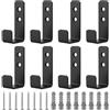 WOPPLXY 8 ganci da parete per viti, a forma di J, con viti, in acciaio inox, colore nero, per soggiorno, camera da letto, bagno e garage