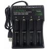Bemonew Batteria ricaricabile da 3, 7 V, batteria USB 18650 a 4 alloggiamenti, intelligente per batterie ricaricabili agli ioni di litio 18650, nera