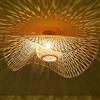 FUMIMID Lampada Da Soffitto in Rattan Bambù Naturale Plafoniera Retrò E27 Paralume Vintage Intrecciato A Mano Sala Da Pranzo Camera Da Letto Soggiorno Illuminazione Cucina Lampadario Decorativo Ufficio,75cm