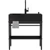 PIRFE Lavandino Da Esterno Nero Lavello Utilità Acciaio Inossidabile, Lavandino In Acciaio Inox Con Scolapiatti, Lavandino Autoportante Commerciale, Con Rubinetto, Lavatoio Da Giardino Campeggio ( Size : 90