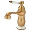 EGTink Rubinetto da bagno Miscelatore per lavabo monocomando in ottone antico rubinetto del lavandino con manico in ceramica rubinetteria da bagno acqua calda e fredda (bronzo retrò)
