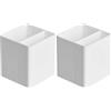Amazon Basics Plastic Organizer - Portapenne per scrivania, bianco (Confezione da 2)
