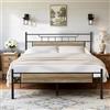 VECELO Telaio del letto 140 x 190 cm, rete piattaforma semplice con testiera in legno, supporto a doghe in acciaio di alta qualità, sotto il letto, montaggio semplice, grigio ardesia chiaro