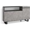 Skraut Home | Credenza, Mobile, Cucina | Madia, mobile ingresso | 150x87x35cm | 3 Porte | Design industriale | Stile moderno | Cemento