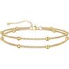 U7 Cavigliere Donna Oro Acciaio Doppio Strato Catenine con Perline