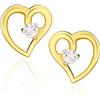 Sakrami Orecchini in Oro 9 KT con Cuoricino e Punto Luce Gioiello con scatola Personalizzata Idea Regalo per Donna Ragazza e Bambina per Comunione, Cresima o Occasioni Speciali - Confezione regalo