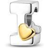 Parmuz charms lettere per bracciali collana fai da te 925 ciondoli in argento sterling A-Z Golden Heart Alfabet perle iniziali regalo di gioielli per donne