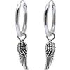 ENTREPLATA Orecchini a cerchio con ciondolo a forma di ali d'angelo in argento sterling 925 per donna uomo ragazza giovani unisex