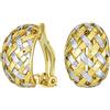 Bling Jewelry Mezzo Cerchio Stile Gambero Intrecciato Cupola Due Toni Aperto Cesto Tessere Clip Su Orecchini Per Le Donne Stile Pulsante Non Forato Orecchie Argento Placcato Oro Brass